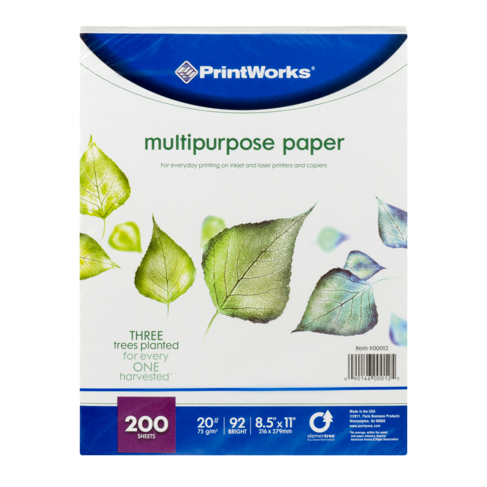 slide 1 of 4, PrintWorks Multi Purpose Copy Paper, 200 ct