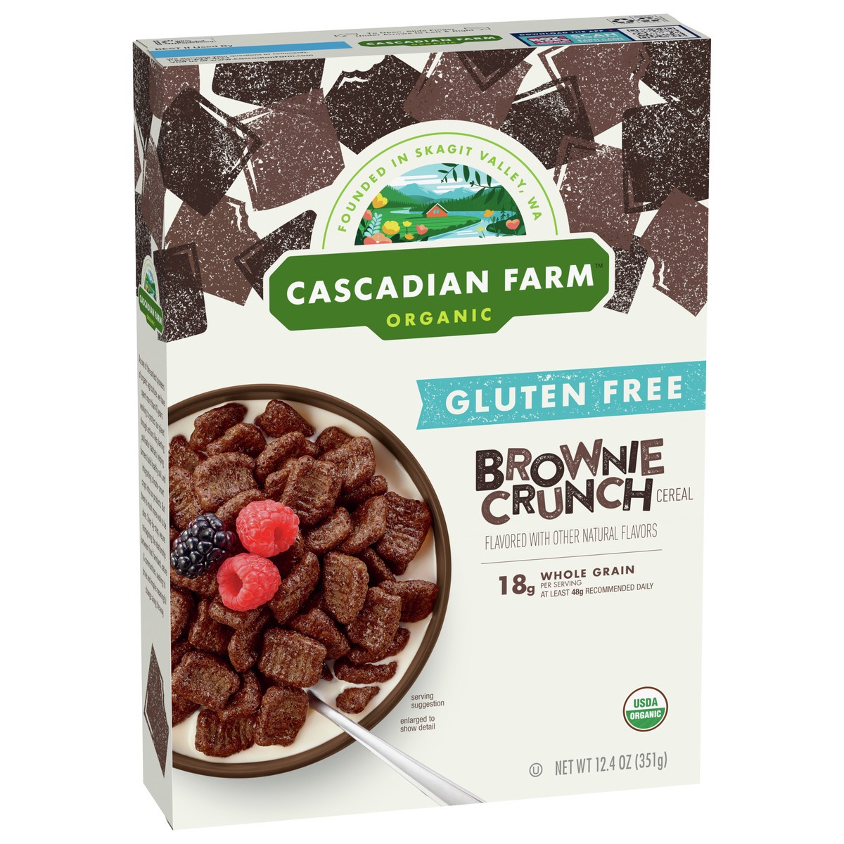 slide 3 of 9, Cascadian Farm Organic Brownie Crunch Cereal, Gluten Free, Whole Grain and Made with Real Cocoa, 12.4 oz, 12.4 oz