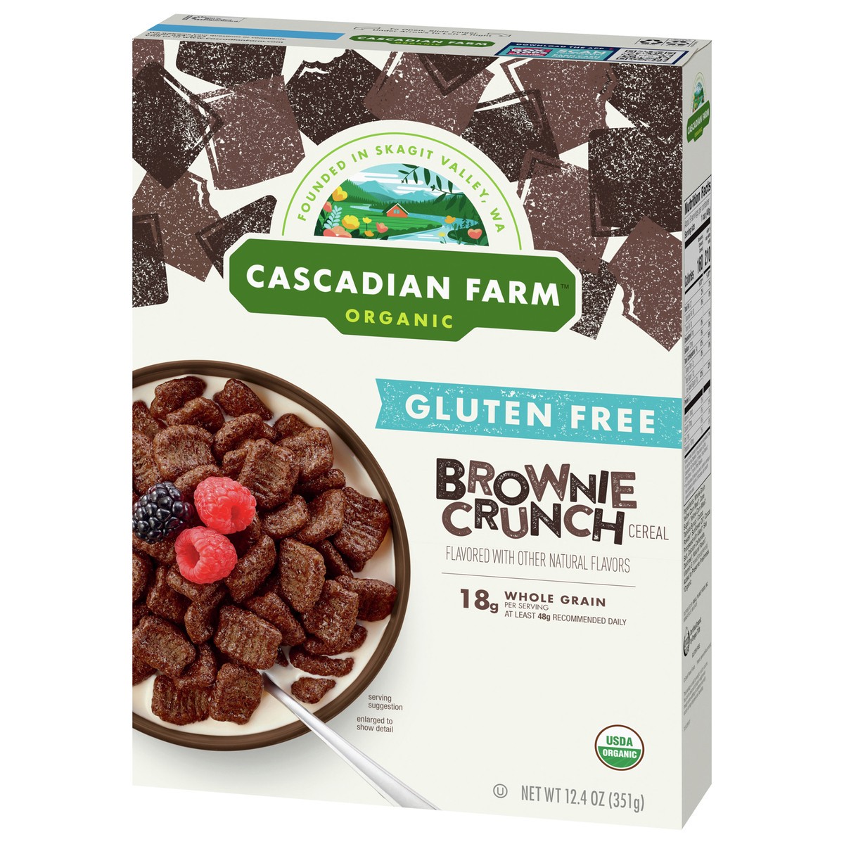 slide 7 of 9, Cascadian Farm Organic Brownie Crunch Cereal, Gluten Free, Whole Grain and Made with Real Cocoa, 12.4 oz, 12.4 oz