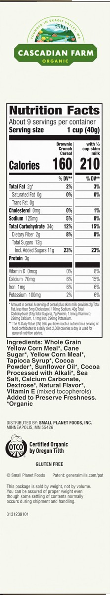 slide 4 of 9, Cascadian Farm Organic Brownie Crunch Cereal, Gluten Free, Whole Grain and Made with Real Cocoa, 12.4 oz, 12.4 oz