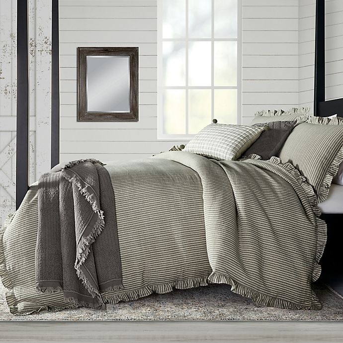 slide 2 of 2, Bee & Willow Home Stripe Ruffle Full/Queen Comforter Set - Grey/White, 3 ct