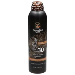Australian Gold Broad Spectrum SPF 30 Instant Bronzer Sunscreen Continuous Spray 6 oz