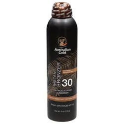 Australian Gold Broad Spectrum SPF 30 Instant Bronzer Sunscreen Continuous Spray 6 oz