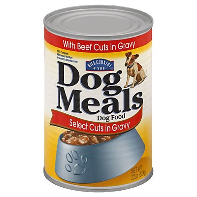 slide 1 of 1, Hill Country Fare Dog Meals Select Cuts With Beef in Gravy Dog Food, 22 oz