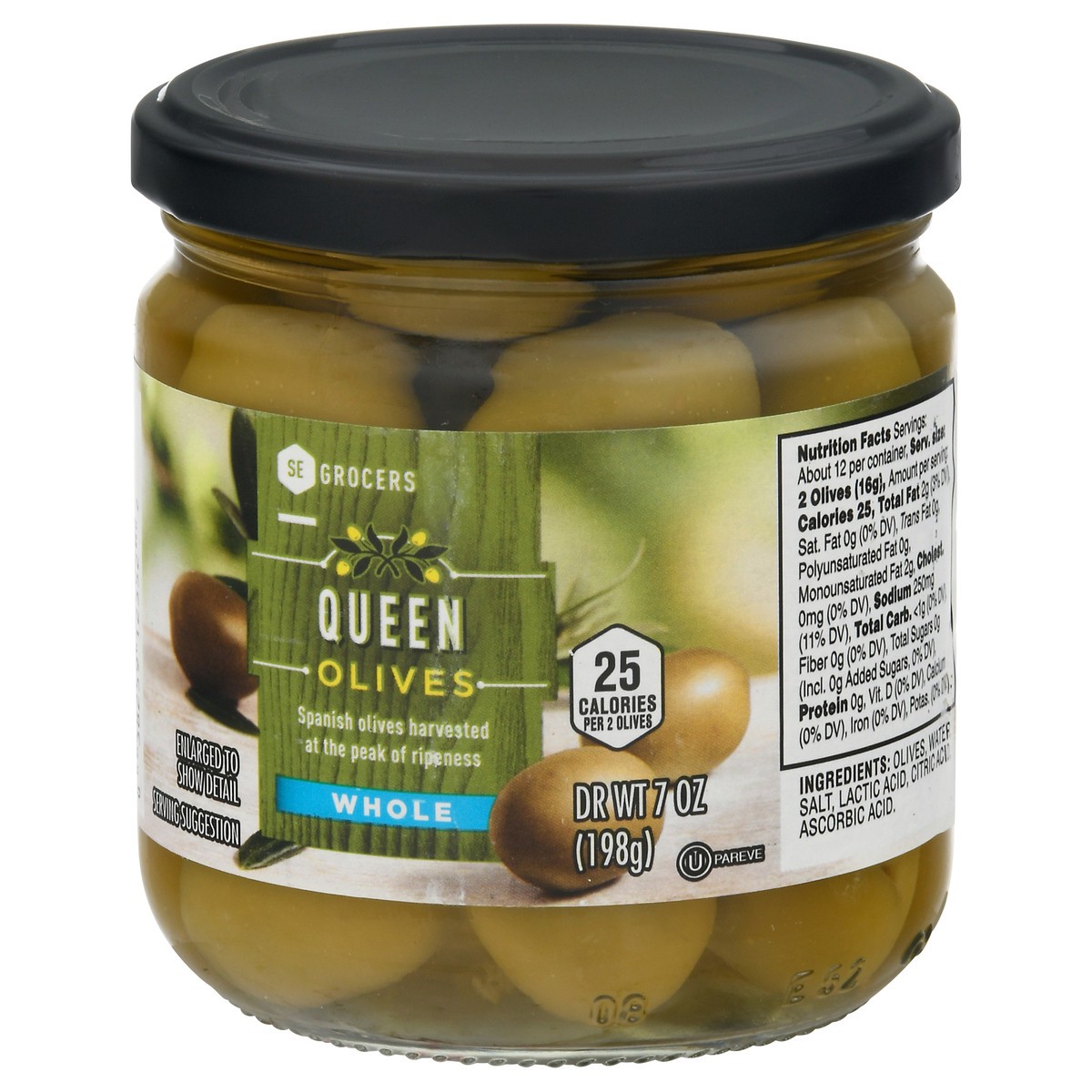 slide 7 of 11, SE Grocers Plain Queen Olives, 7 oz