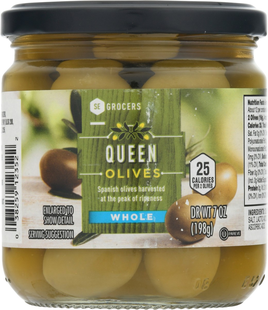 slide 11 of 11, SE Grocers Plain Queen Olives, 7 oz