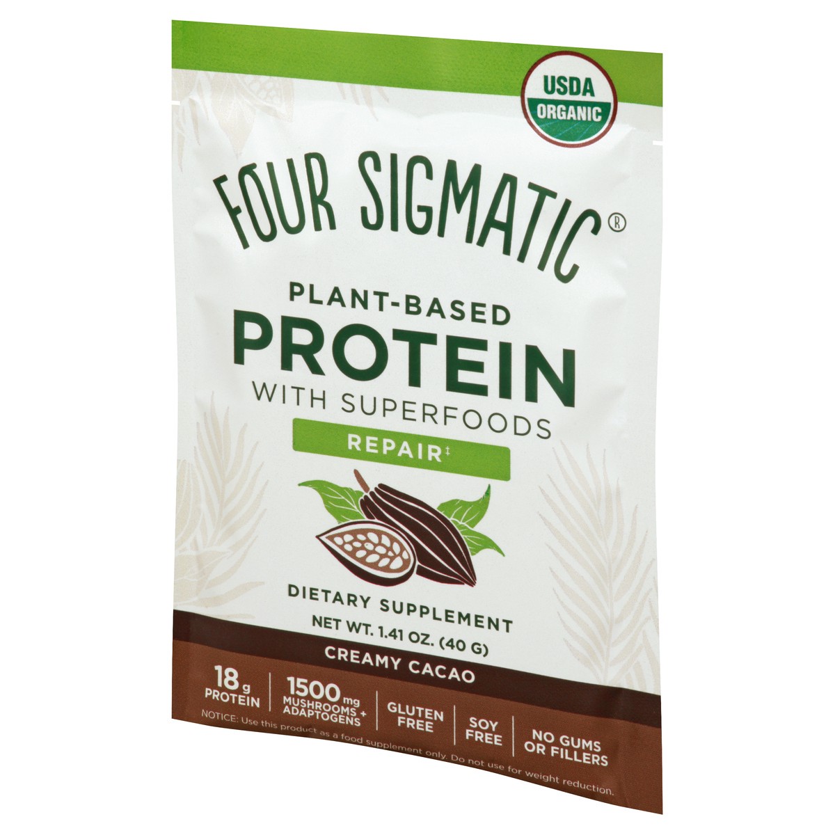 slide 6 of 9, Four Sigmatic Creamy Cacao Protein with Superfoods 1.41 oz, 1.41 oz