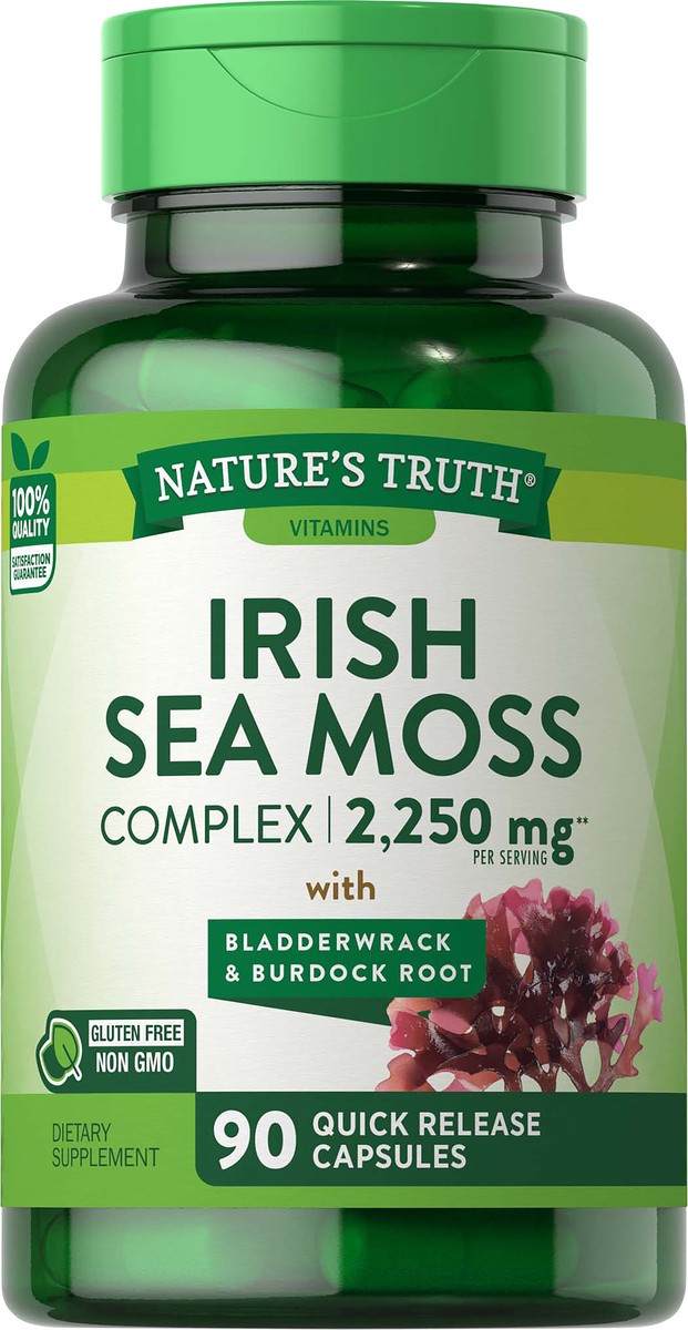 slide 6 of 6, Nature's Truth 2,250 mg Irish Sea Moss with Bladderwrack & Burdock Root 90 Capsules, 90 ct