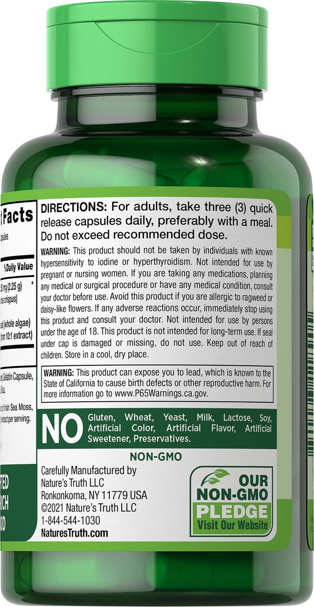 slide 5 of 6, Nature's Truth 2,250 mg Irish Sea Moss with Bladderwrack & Burdock Root 90 Capsules, 90 ct