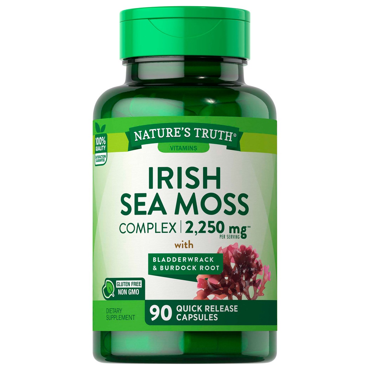 slide 3 of 6, Nature's Truth 2,250 mg Irish Sea Moss with Bladderwrack & Burdock Root 90 Capsules, 90 ct