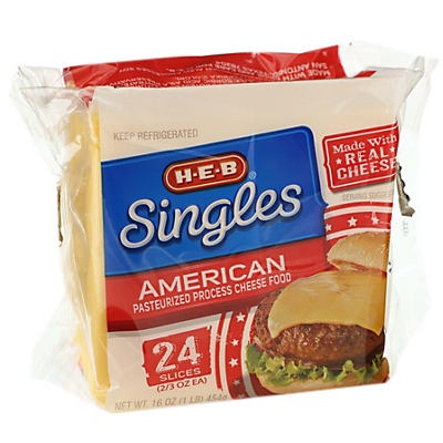 slide 1 of 1, H-E-B American Cheese Singles, 24 ct