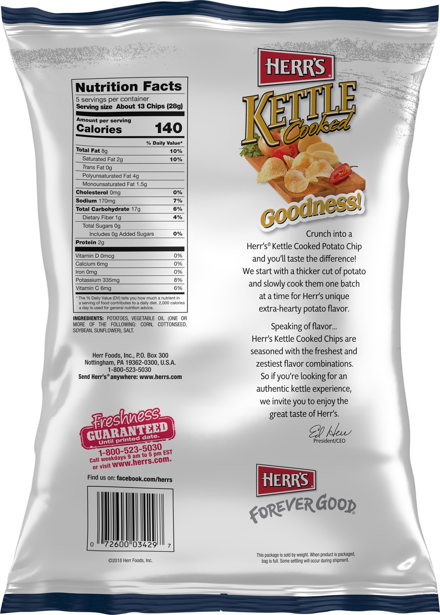 slide 6 of 9, Herr's Kettle Cooked Original Potato Chips 5 oz, 5 oz