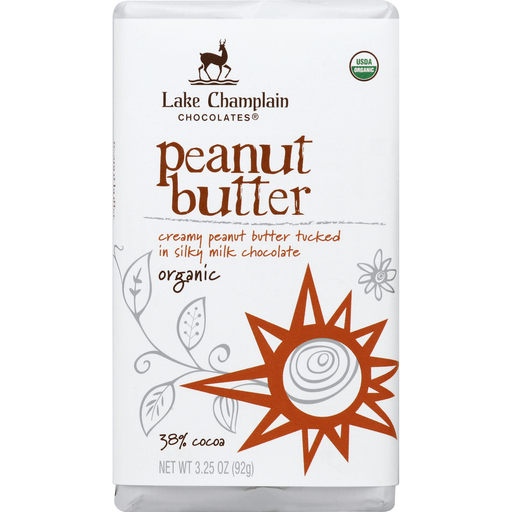 slide 2 of 2, Lake Champlain Chocolates Organic Peanut Butter Milk Chocolate Bar, 3.25 oz