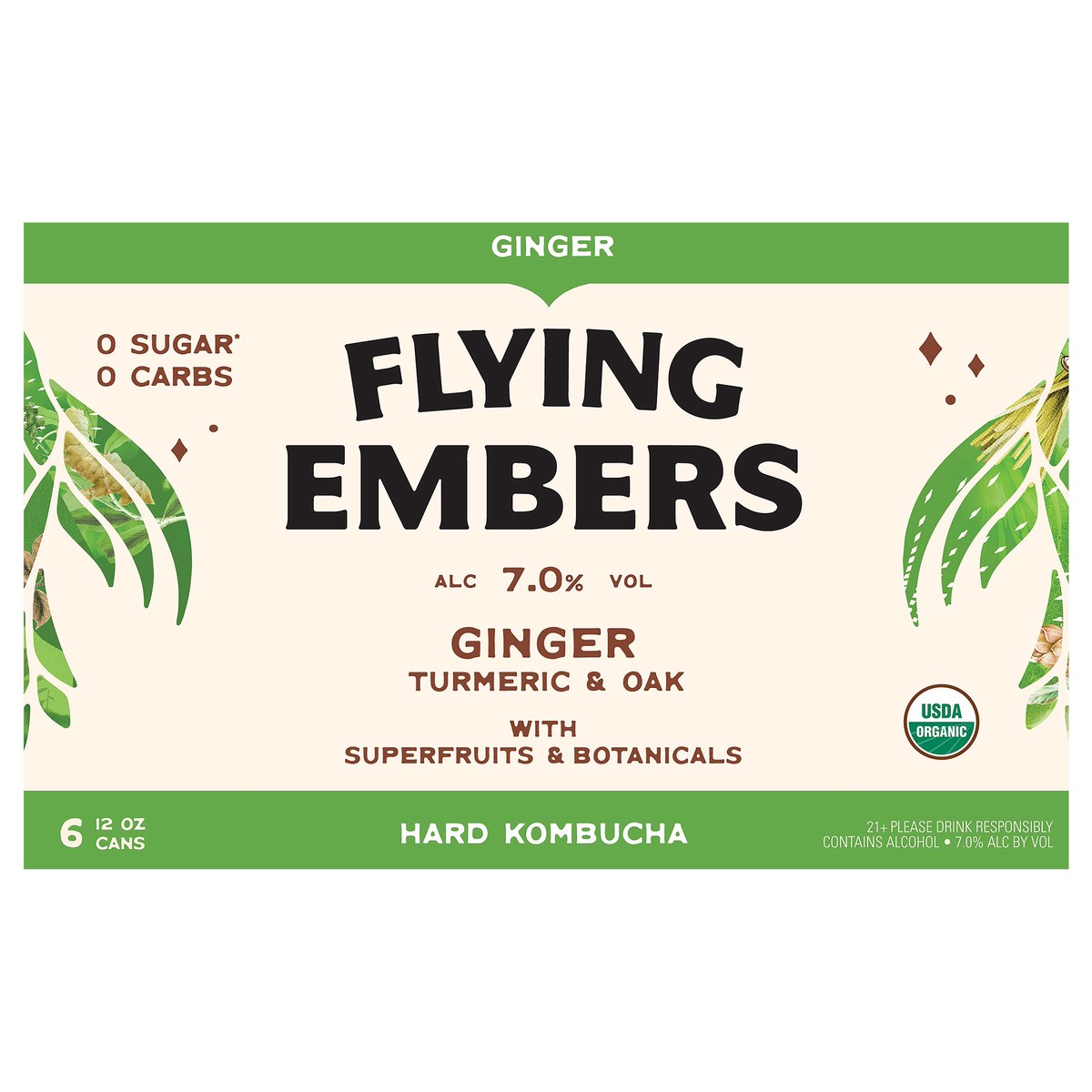 slide 7 of 12, Flying Embers Ginger Hard Kombucha, 12 oz