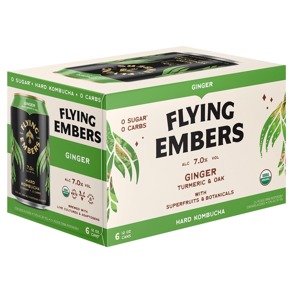 slide 12 of 12, Flying Embers Ginger Hard Kombucha, 12 oz