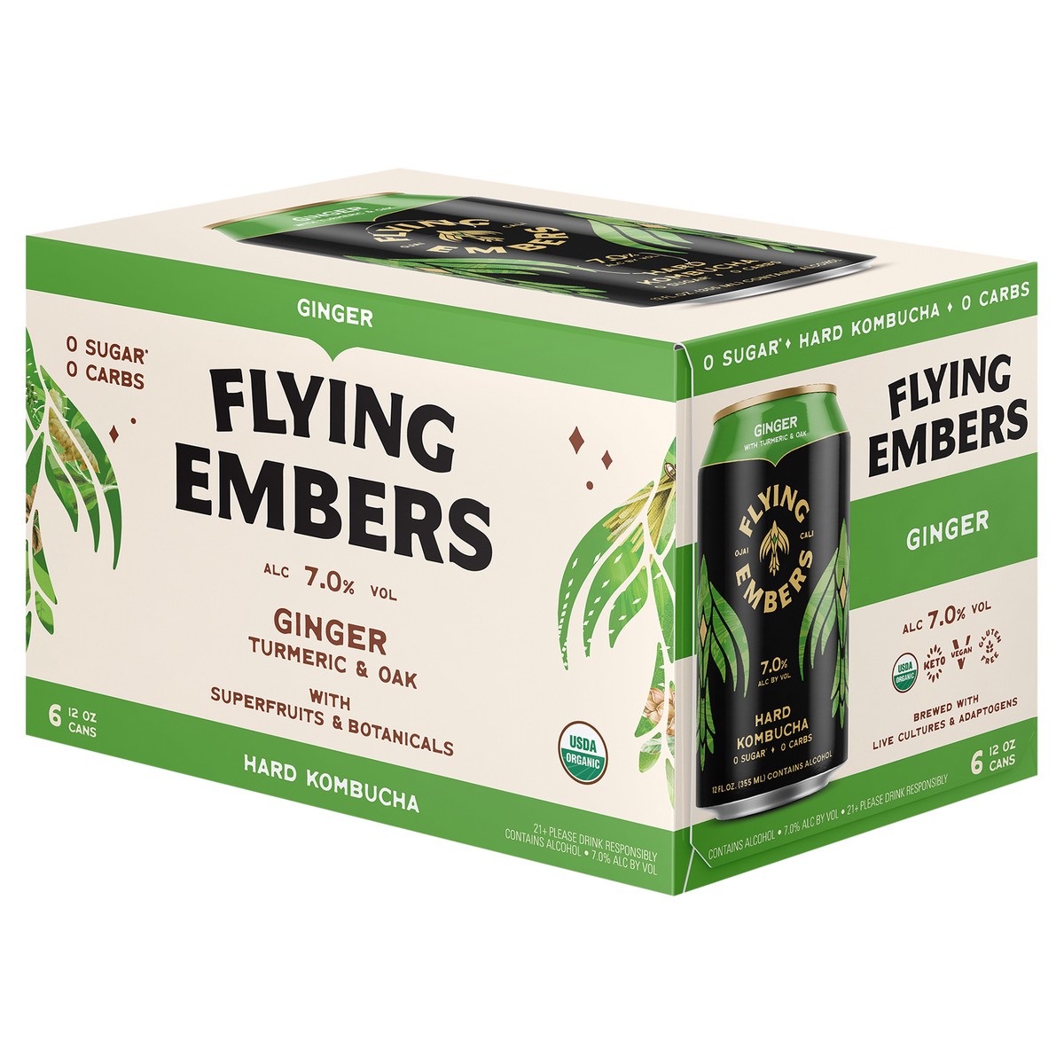 slide 10 of 12, Flying Embers Ginger Hard Kombucha, 12 oz