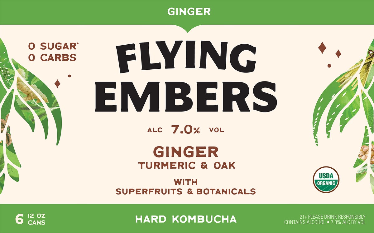 slide 11 of 12, Flying Embers Ginger Hard Kombucha, 12 oz