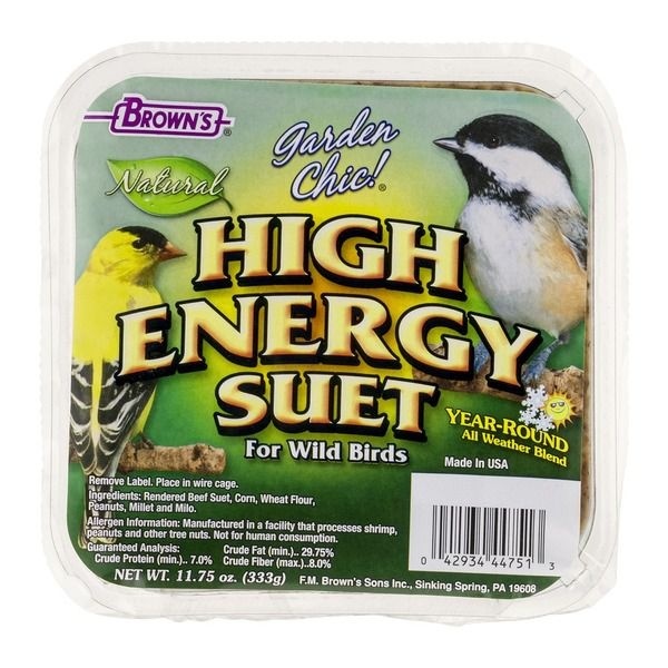 slide 1 of 1, Brown's Garden Chic! High Energy Suet Wild Bird Food, 11.75 oz