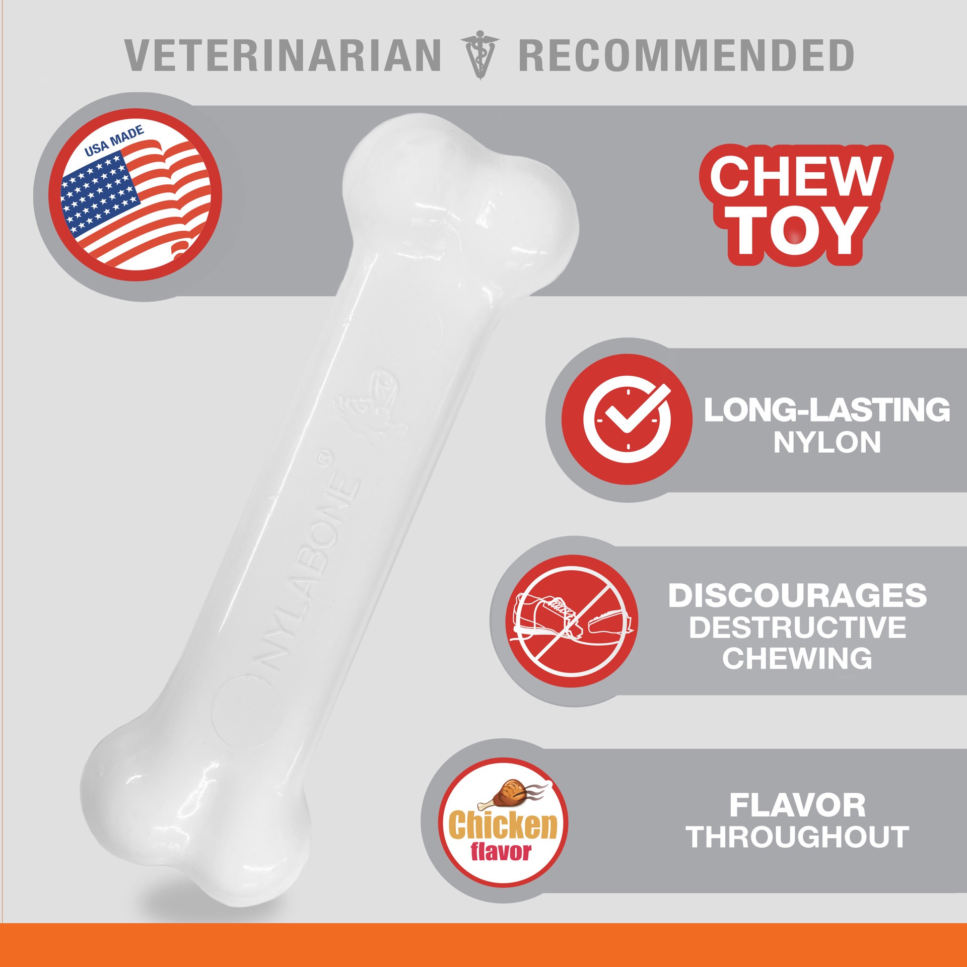 slide 4 of 10, Nylabone Power Chew Bacon & Chicken Durable Dog Chew Toy Pack Medium/Wolf - Up to 35 lbs.(2 Count), 2 ct