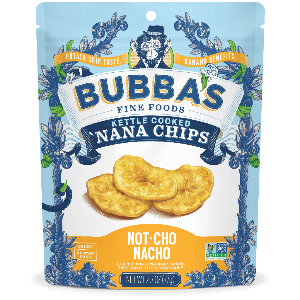 slide 1 of 1, Bubba's Fine Foods Nacho Nana Chips, 2.7 oz