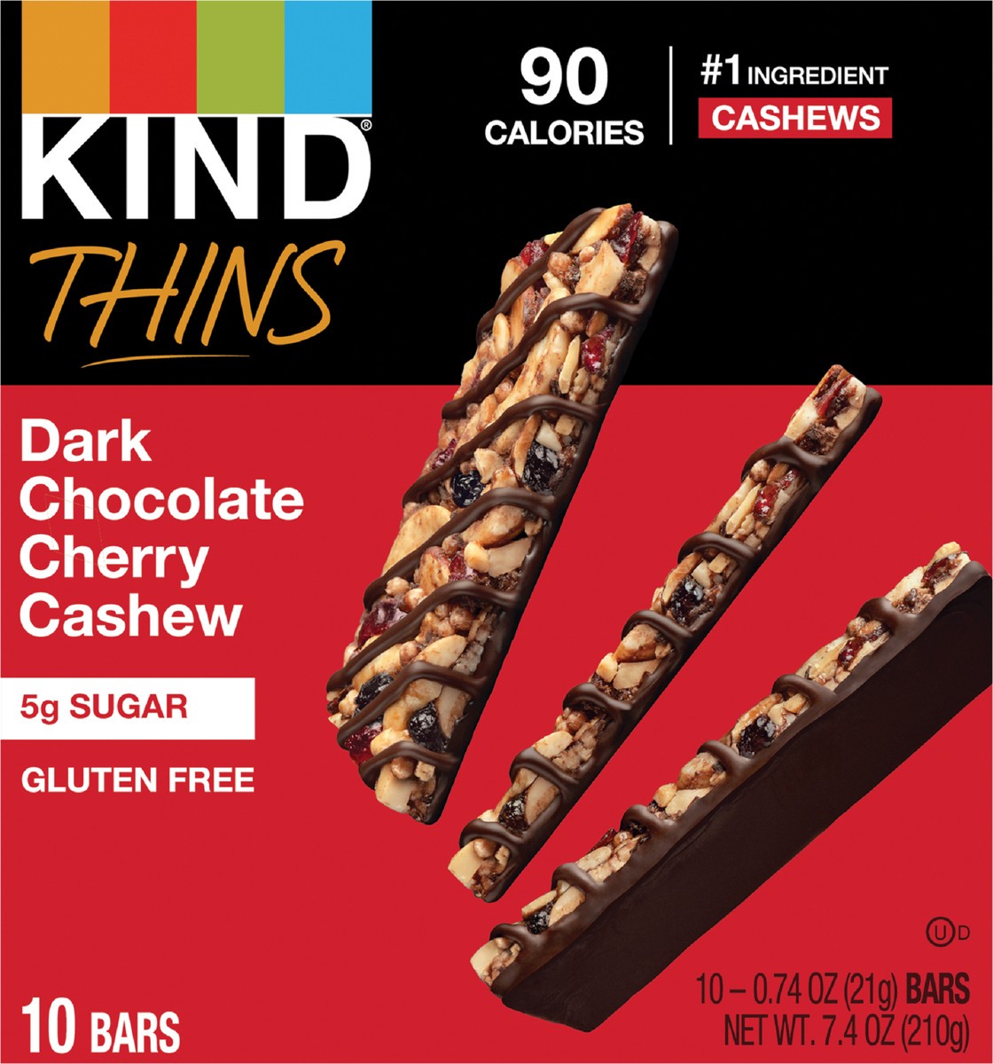 slide 2 of 2, KIND Thins Dark Chocolate Cherry Cashew Fruit and Nut Bars, 10 ct