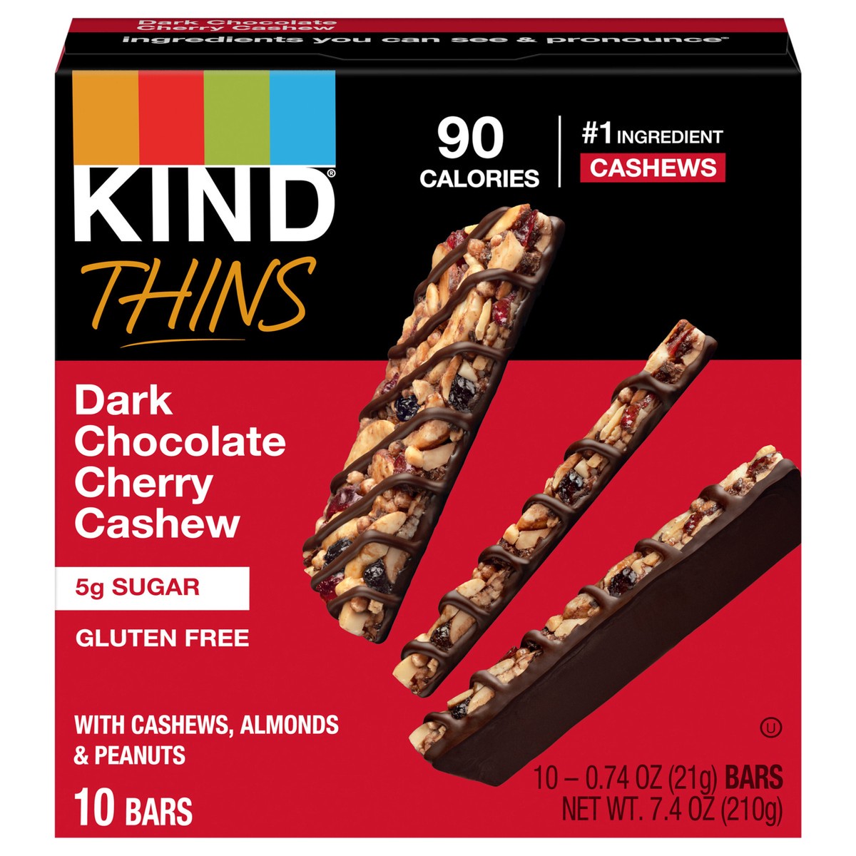slide 1 of 2, KIND Thins Dark Chocolate Cherry Cashew Fruit and Nut Bars, 10 ct
