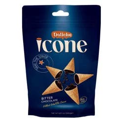 Doliche Icone Bitter Chocolate Bite Size Filled Waffle Cones 4.23 oz