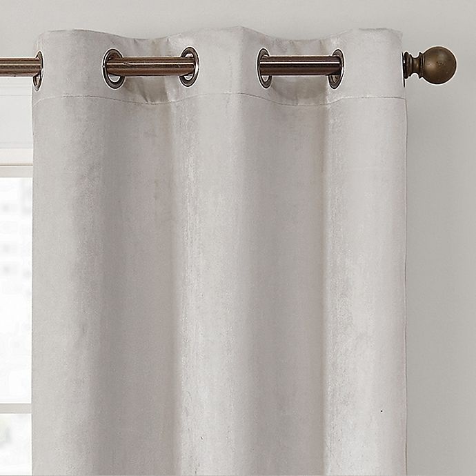 slide 2 of 4, Brookstone Velvet Solid 95-Inch 100% Blackout Window Curtain Panels - Oyster, 2 ct