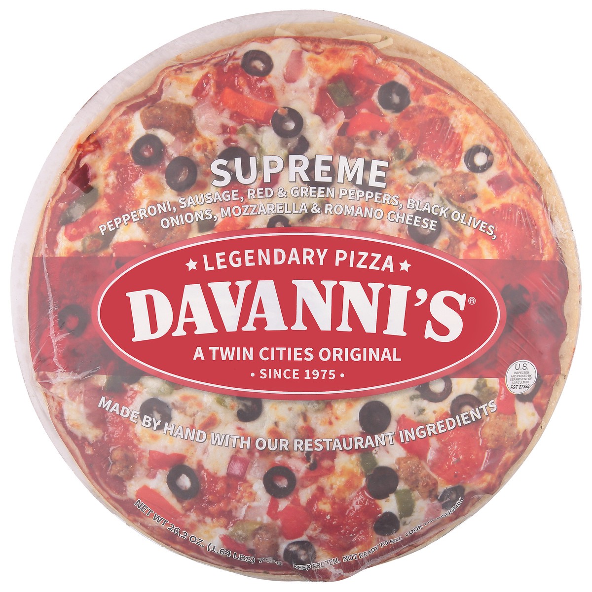 slide 1 of 12, Davanni's Legendary Supreme Pizza 26.2 oz, 26.19 oz