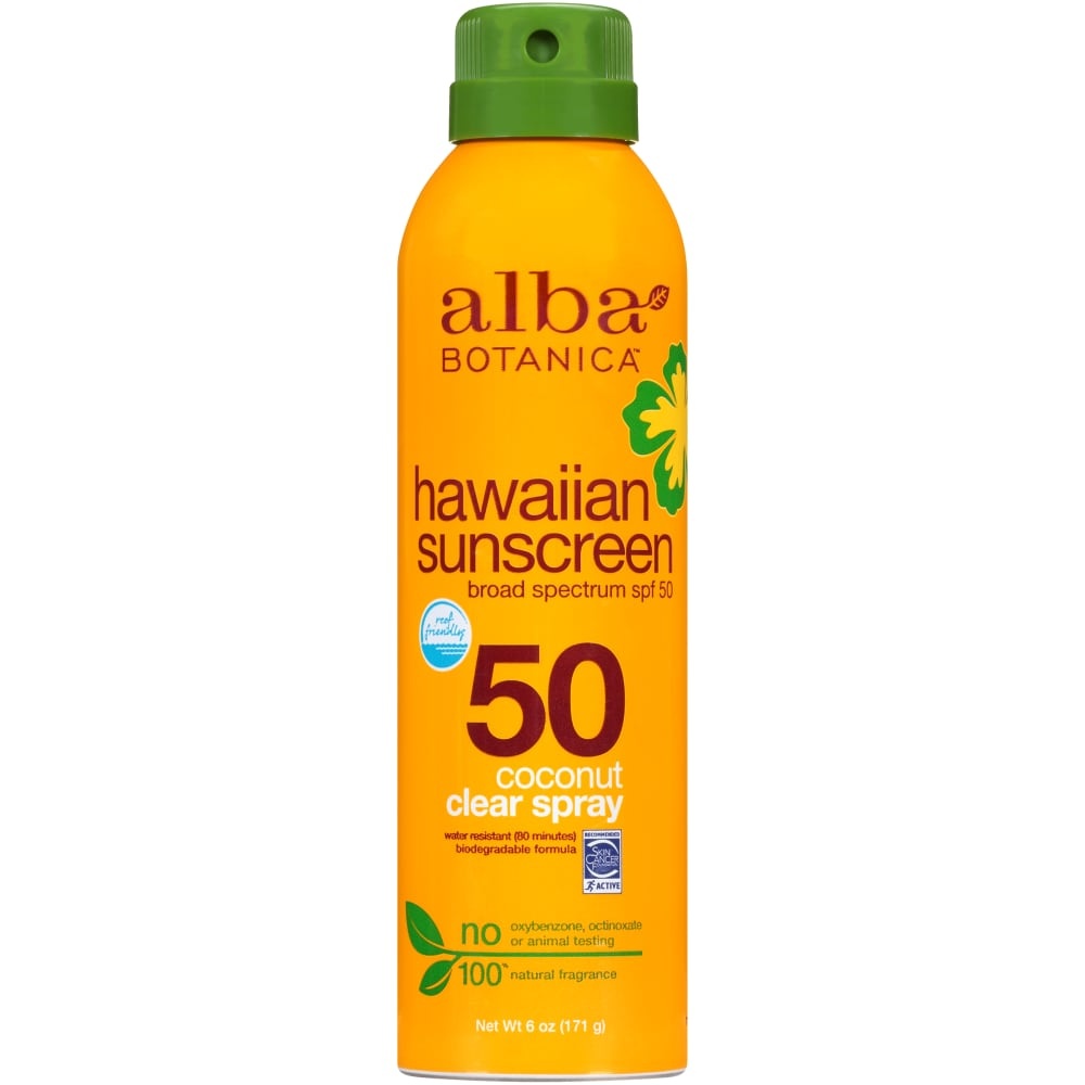 slide 1 of 1, Alba Botanica Sunscreen Clear Spray Nourishing Coconut Broad Spectrum SPF 50, 6 fl oz