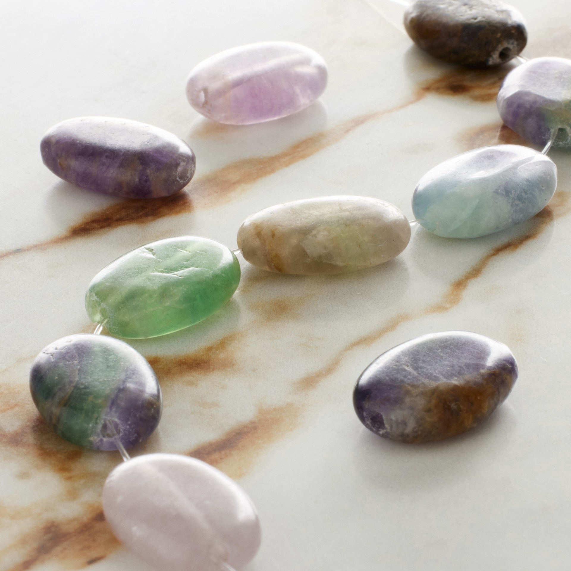 slide 3 of 3, Flourite Oval Beads, 18mm By Bead Landing, 18mm