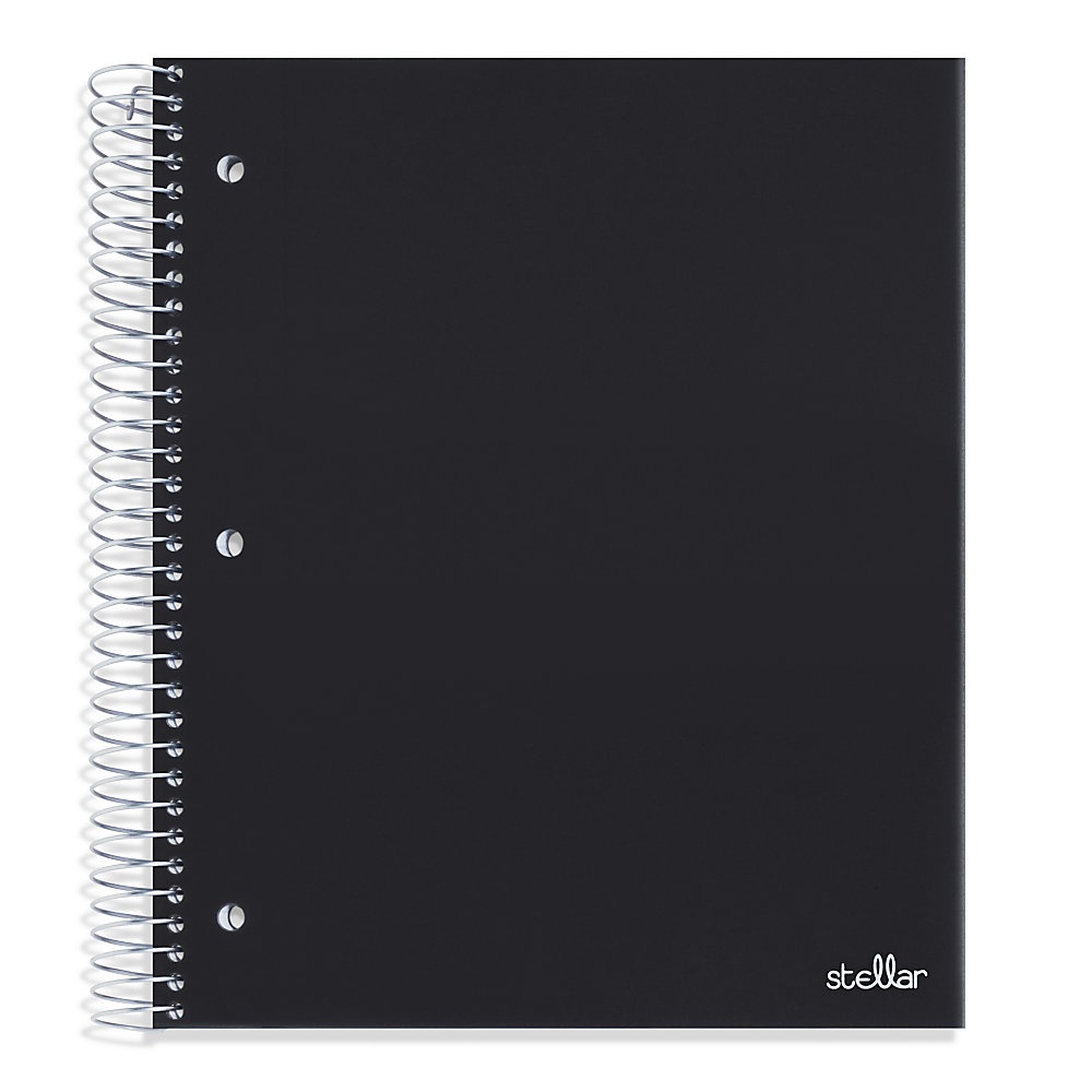 slide 1 of 1, Office Depot Brand Stellar Poly Notebook, 8-1/2'' X 11'', 3 Subject, Wide Ruled, 300 Pages (150 Sheets), Black, 150 ct
