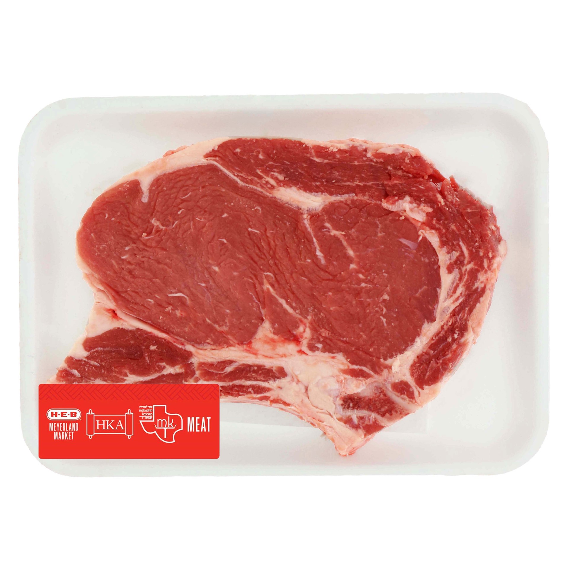 slide 1 of 1, H-E-B Kosher Beef Ribeye Steak Bone-in, per lb