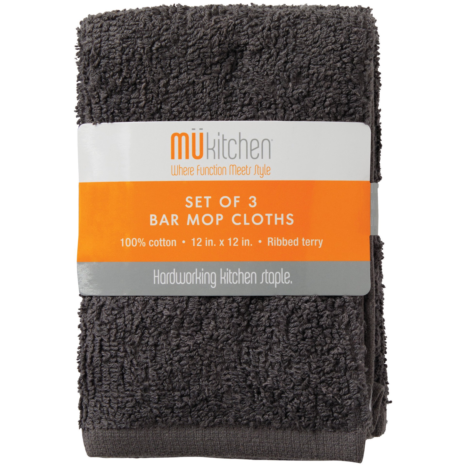 slide 1 of 1, MÜkitchen MU Kitchen Bar Mop Cloths - Gray, 3 Pk, 12 ft x 12 ft