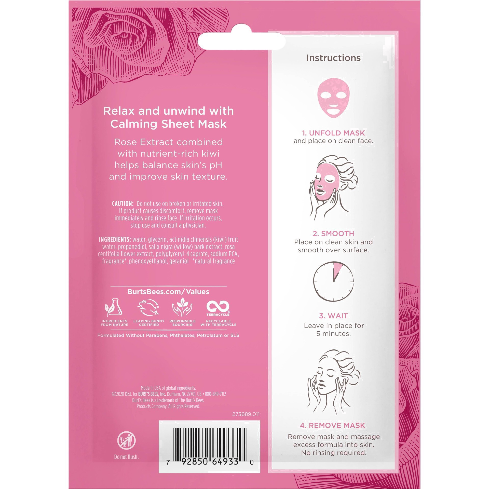 slide 49 of 76, Burt's Bees Calming Sheet Mask with Rose 1 ea, 0.33 oz