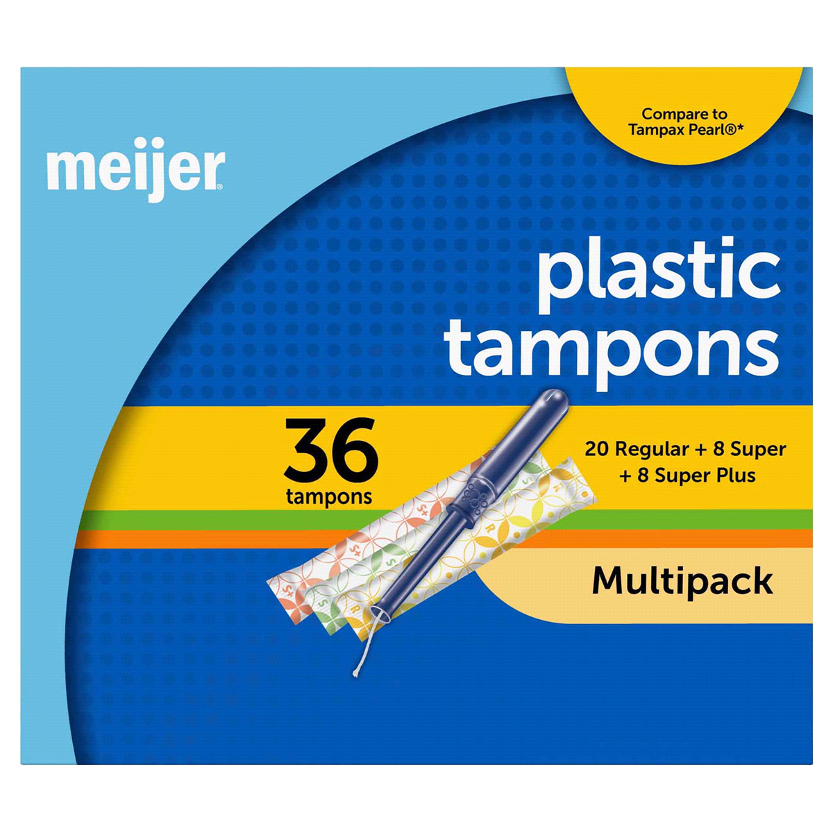 slide 1 of 1, Meijer Plastic Tampons Multipack, Regular/Super/Plus, 36 ct