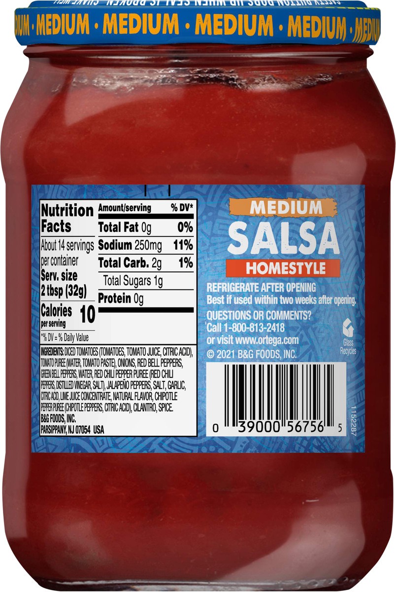 slide 10 of 11, Ortega Medium Homestyle Salsa 16 oz, 16 oz