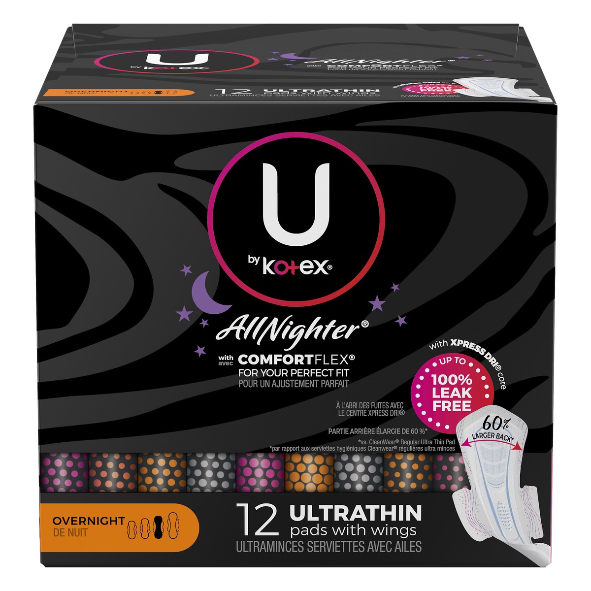 slide 1 of 9, U by Kotex AllNighter Ultrathin Overnight Pads 12 ea, 12 ct