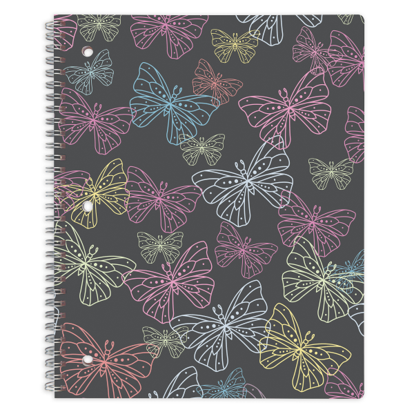 slide 1 of 1, Office Depot Brand Fashion Notebook, 8-1/2'' X 10-1/2'', Wide Ruled, 160 Pages (80 Sheets), Butterflies, 80 ct