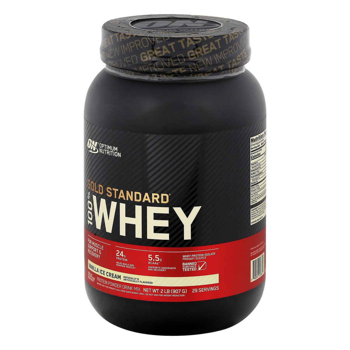 slide 10 of 13, Optimum Nutrition Gold Standard 100% Whey Vanilla Ice Cream Protein Powder 2 lb, 2 lb