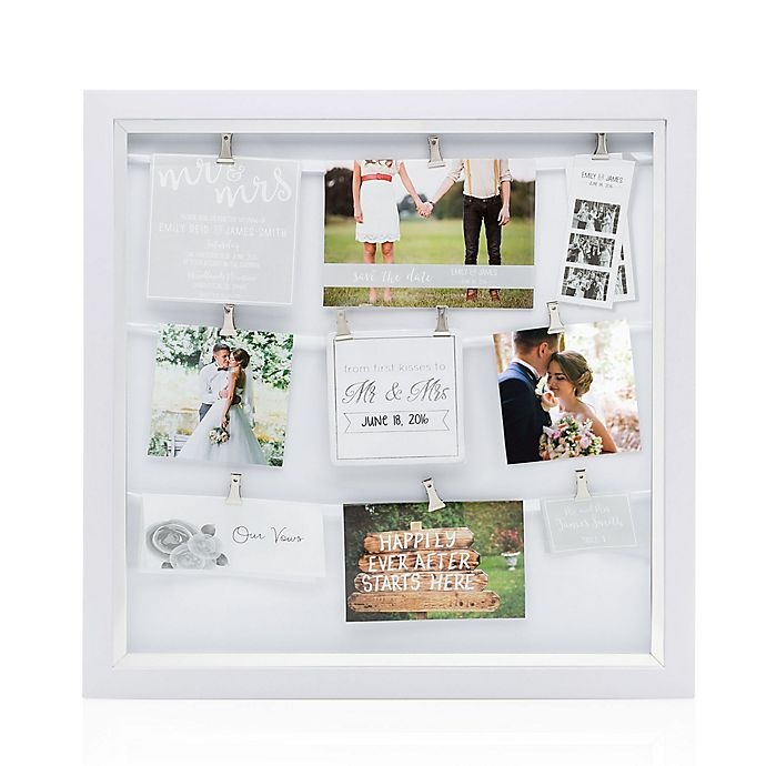 slide 1 of 4, Pearhead Mr. & Mrs. 9-Photo Clip Collage Frame - White, 1 ct