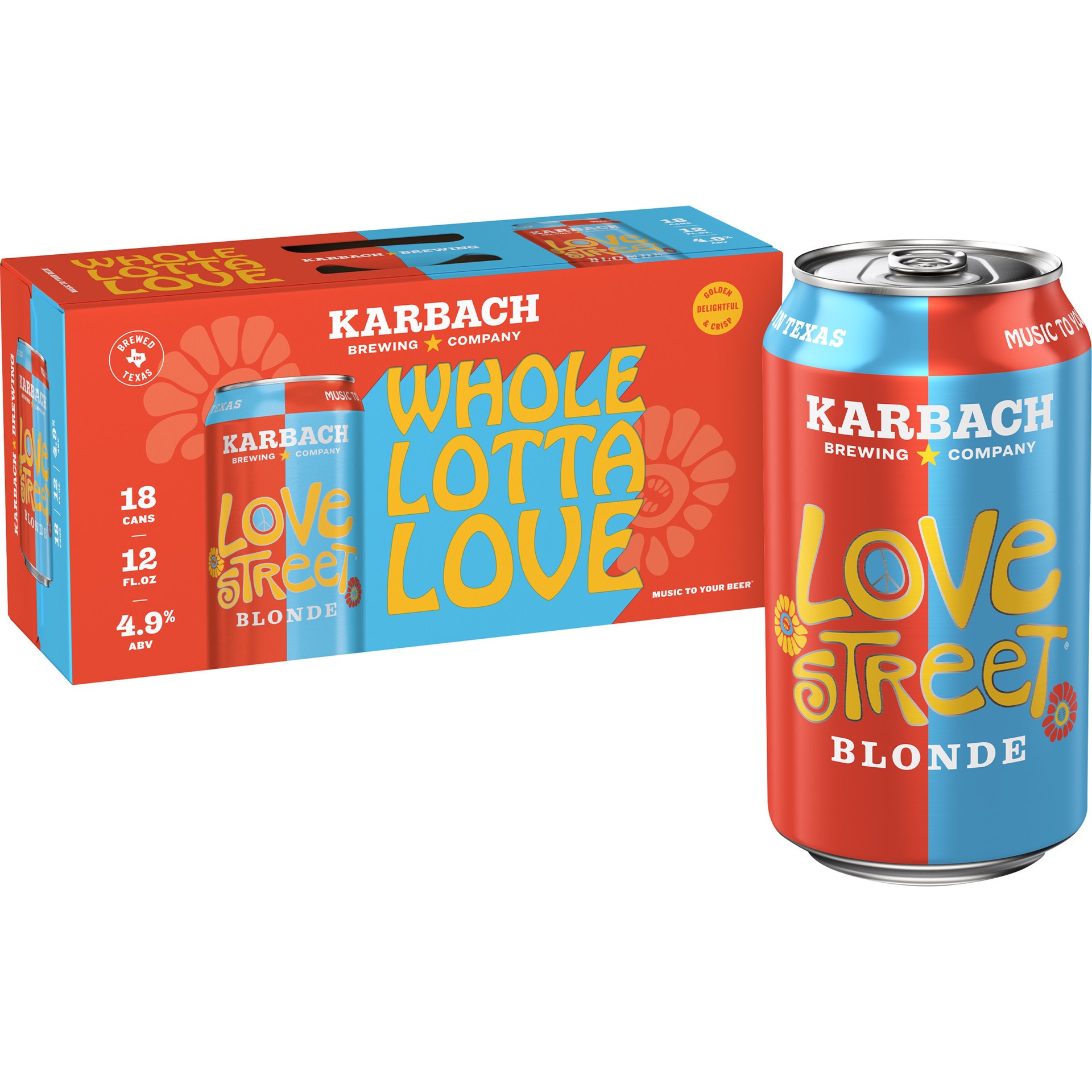 slide 2 of 4, Karbach Brewing Co. Love Street Blonde, 12oz. Can 18 pack, 18 ct; 12 oz