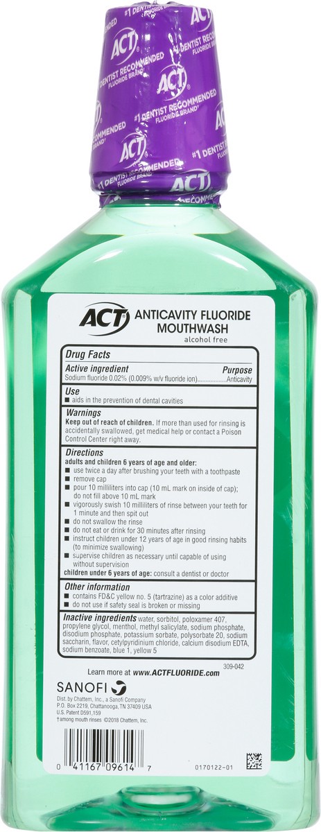 slide 6 of 9, ACT Total Care Fresh Mint Anticavity Fluoride Mouthwash, 33.8 fl oz