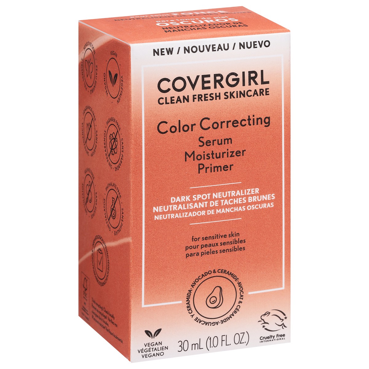 slide 2 of 10, COTY COVERGIRL SKIN COVERGIRL Clean Fresh Color Correcting Serum + Moisturizer + Primer – Moisturizer, Face Primer, Covergirl Skincare, Vegan Formula – Deep, 30ml (1.0 fl oz), 30 ml
