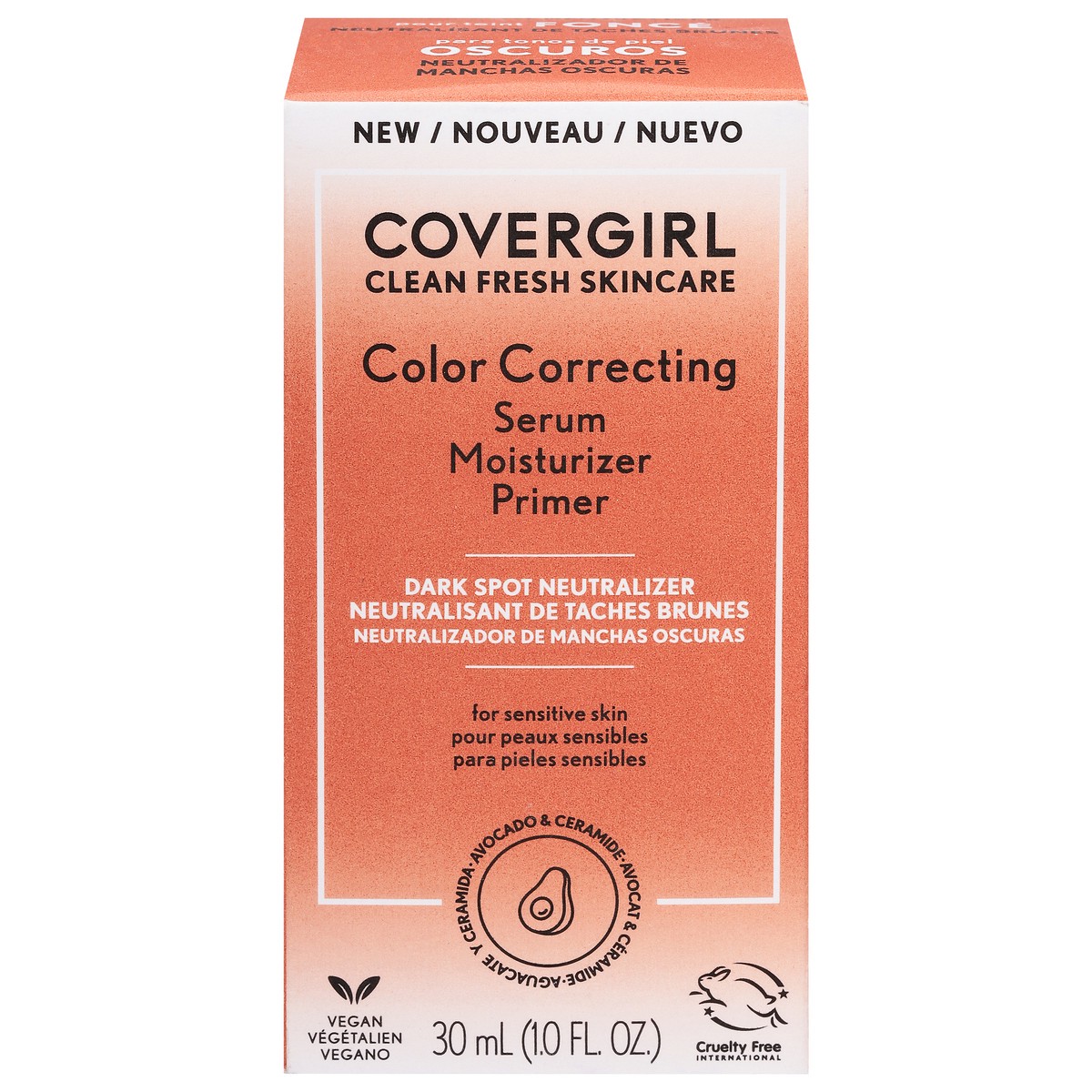 slide 1 of 10, COTY COVERGIRL SKIN COVERGIRL Clean Fresh Color Correcting Serum + Moisturizer + Primer – Moisturizer, Face Primer, Covergirl Skincare, Vegan Formula – Deep, 30ml (1.0 fl oz), 30 ml