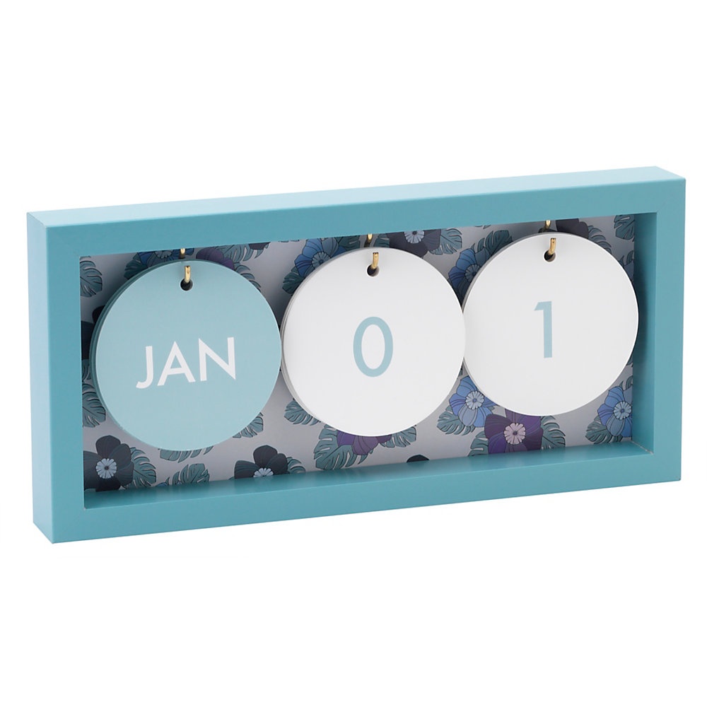 slide 1 of 1, Office Depot Brand Dress Your Desk Shadowbox Desk Calendar, 4-3/4'' X 10'', Blue/Floral, January To December, 1 ct