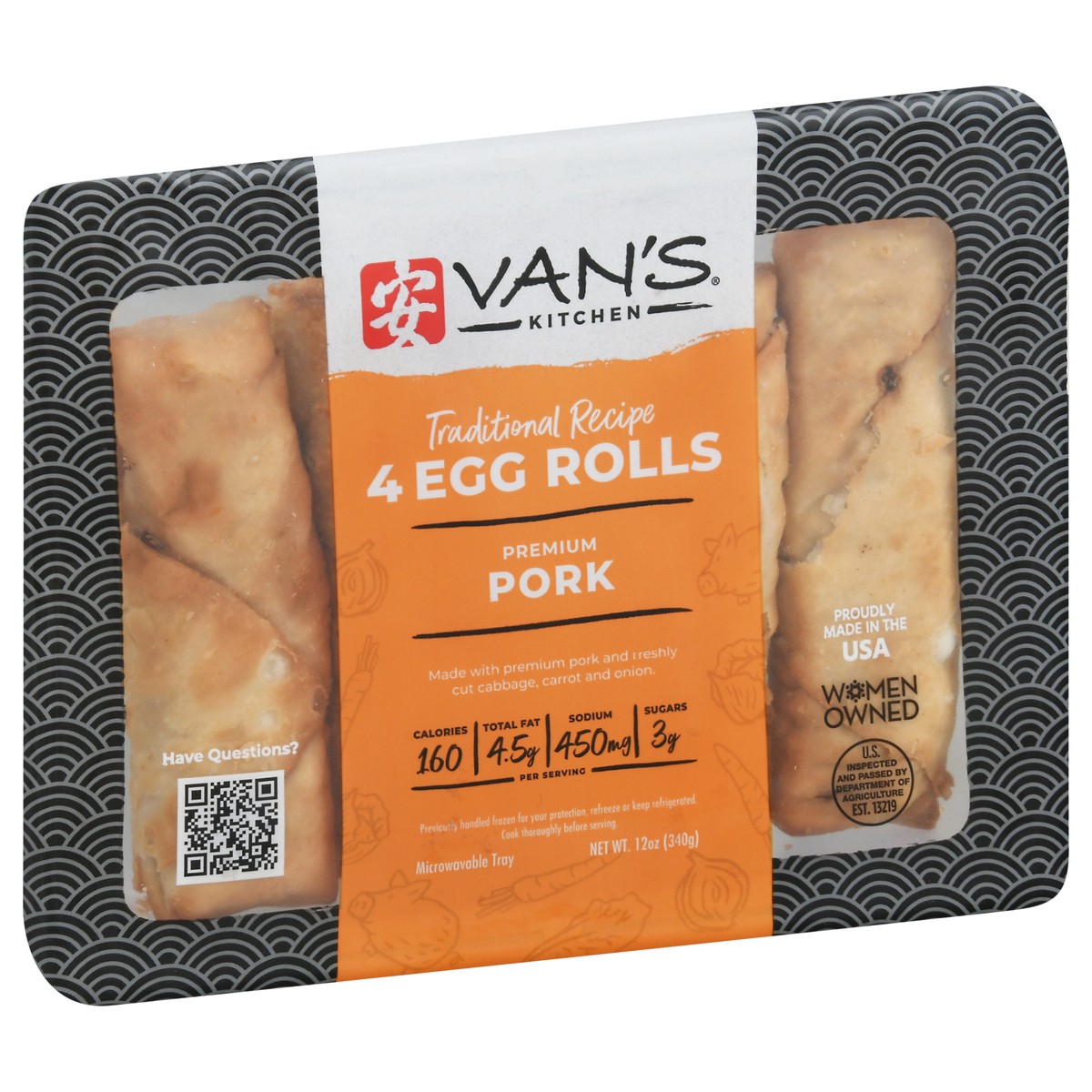 slide 5 of 13, Van's Vans Kitcken Egg Roll Pork 4 Pk 13.75 Oz, 13.75 oz