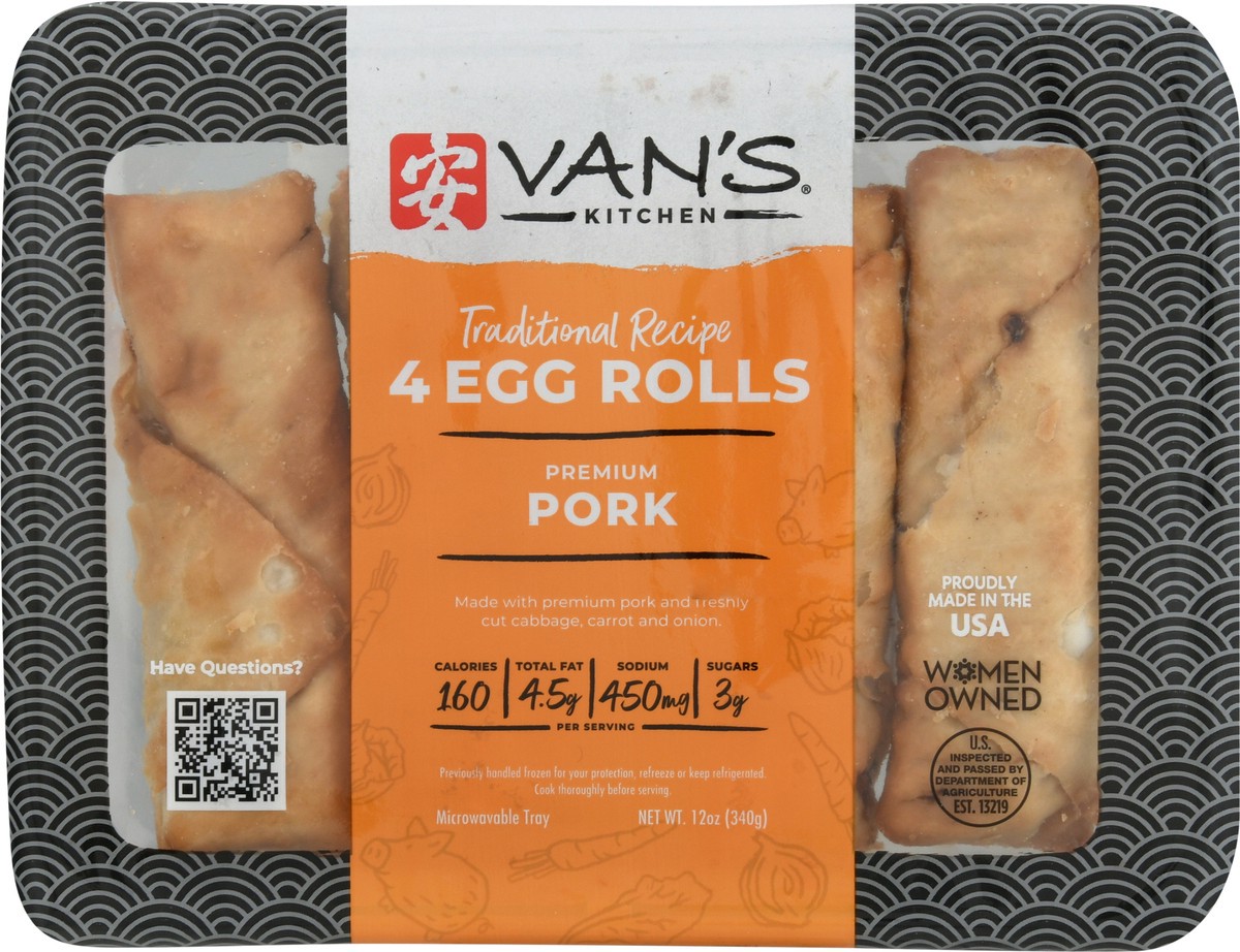 slide 1 of 13, Van's Vans Kitcken Egg Roll Pork 4 Pk 13.75 Oz, 13.75 oz