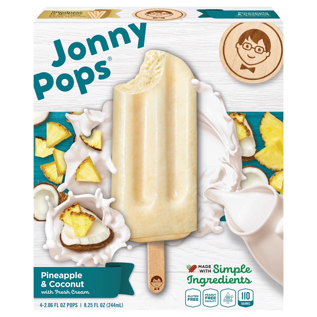 slide 1 of 9, Jonny Pops Pineapple & Coconut with Cream 4 PK, 4 ct