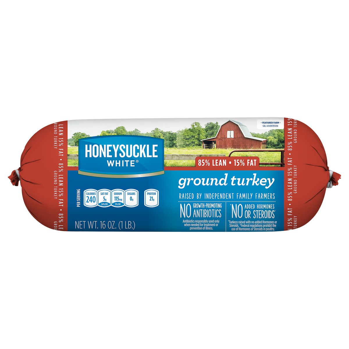 slide 1 of 4, Honeysuckle White 85% Lean Ground Turkey Roll, 16 oz